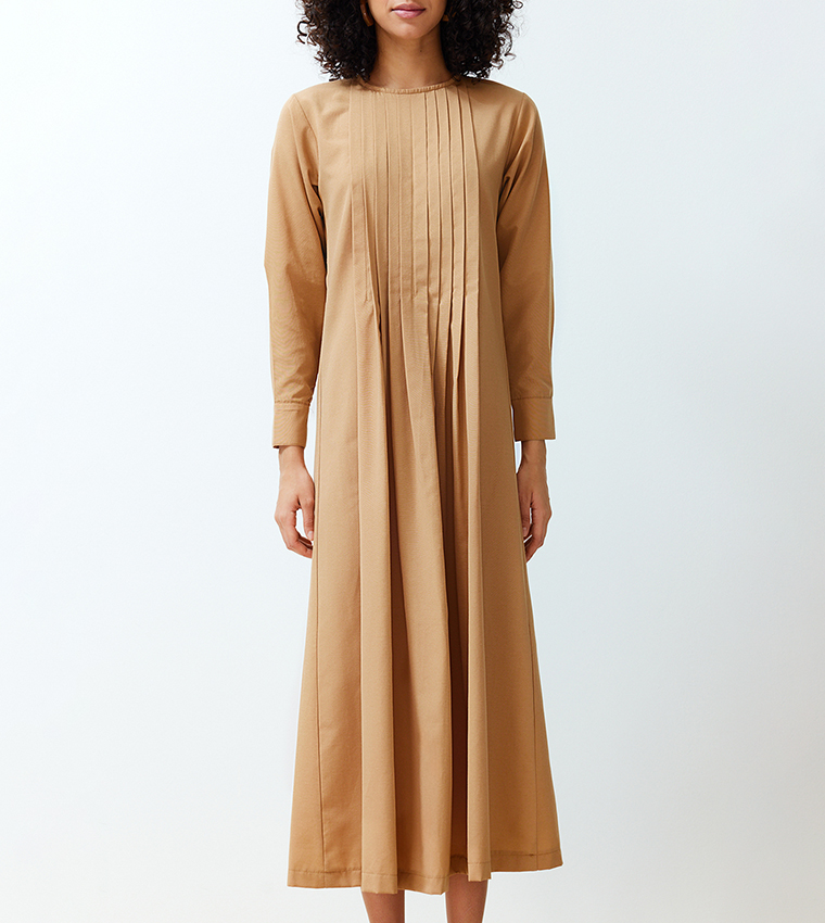 Pleat Detail A-Line Dress