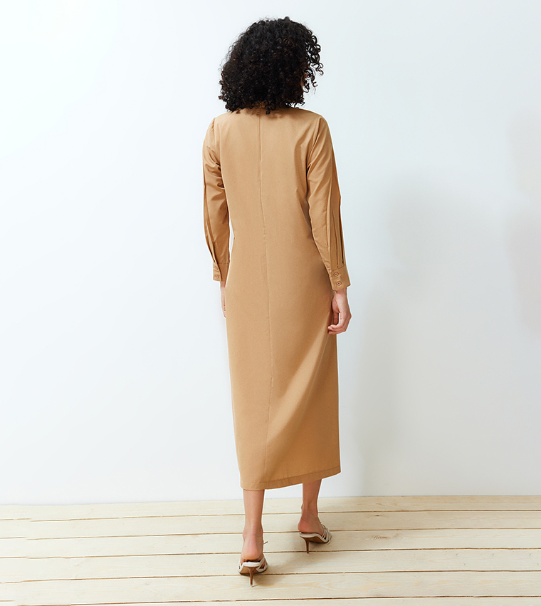 Pleat Detail A-Line Dress
