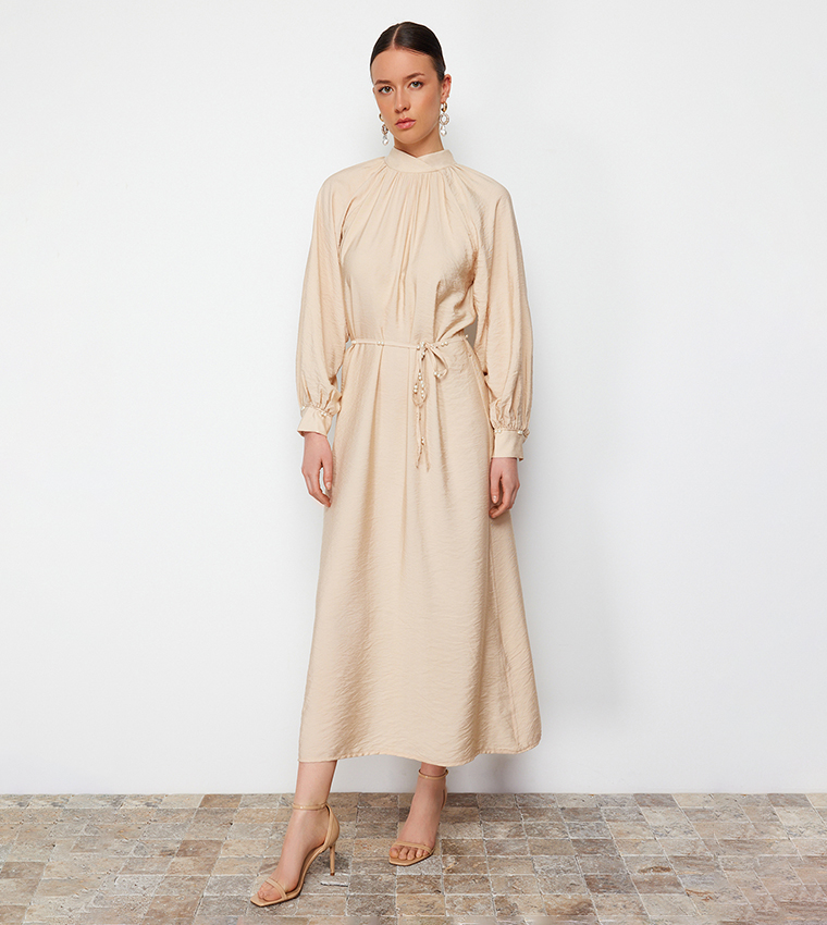 Buy Trendyol Embellished Belt Detail Woven Dress In Pink 6thStreet UAE