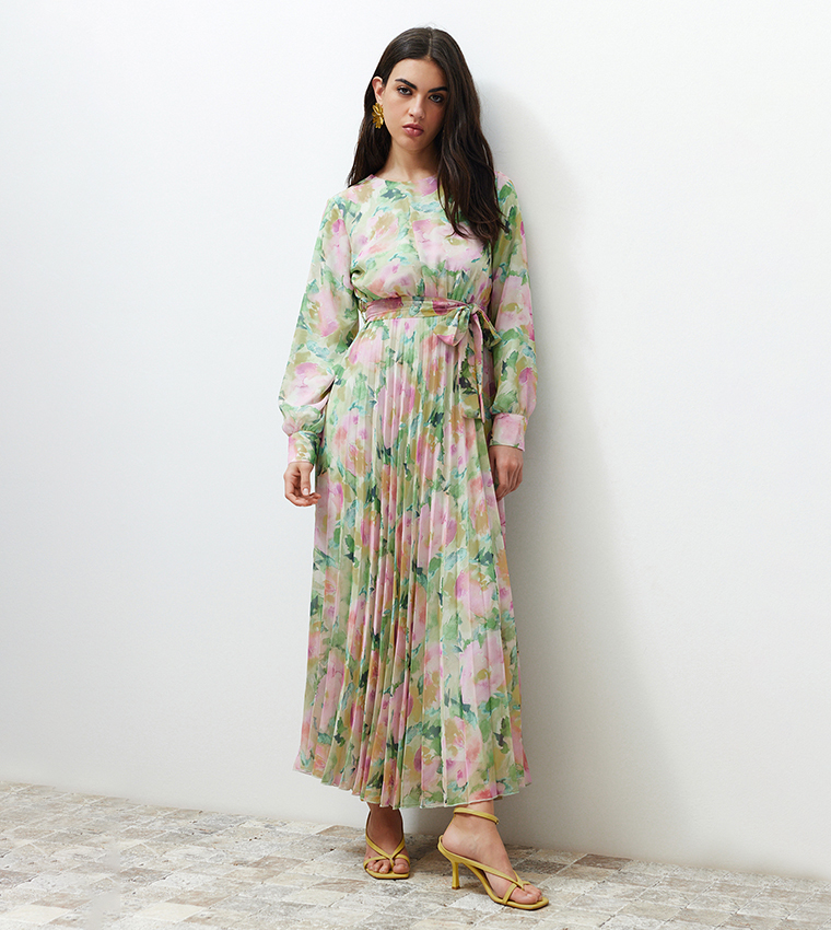 strapless open back dress PLEATS ON PLEATS MAXI