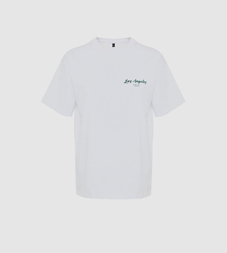Buy Trendyol Printed Oversized Crew Neck T Shirt In White