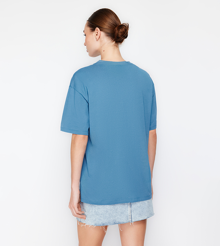 Embroidered Oversized Crew Neck T-Shirt