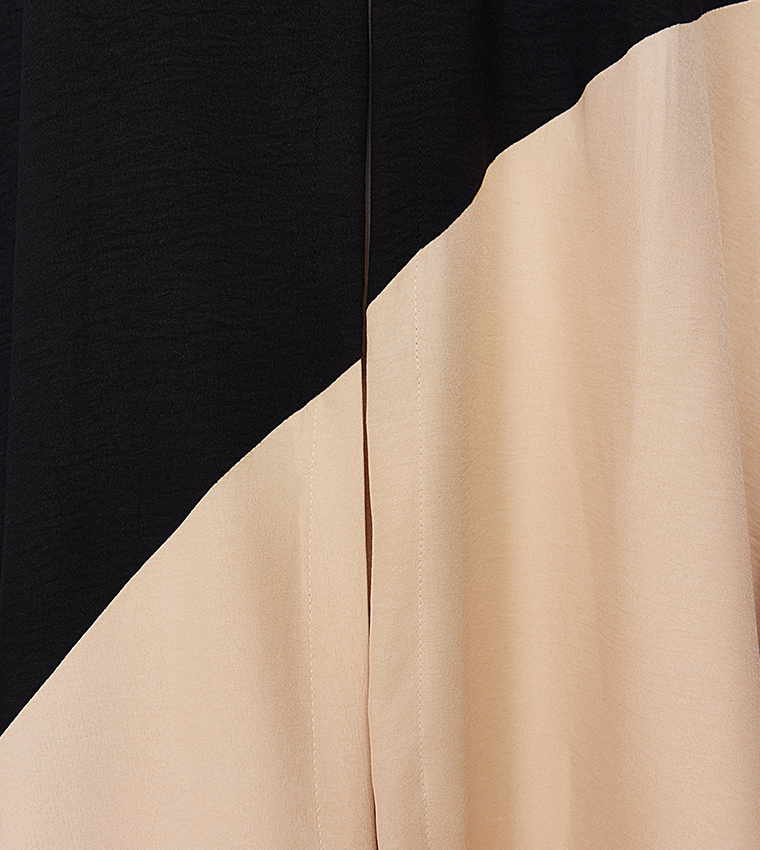 Color Block Woven Abaya