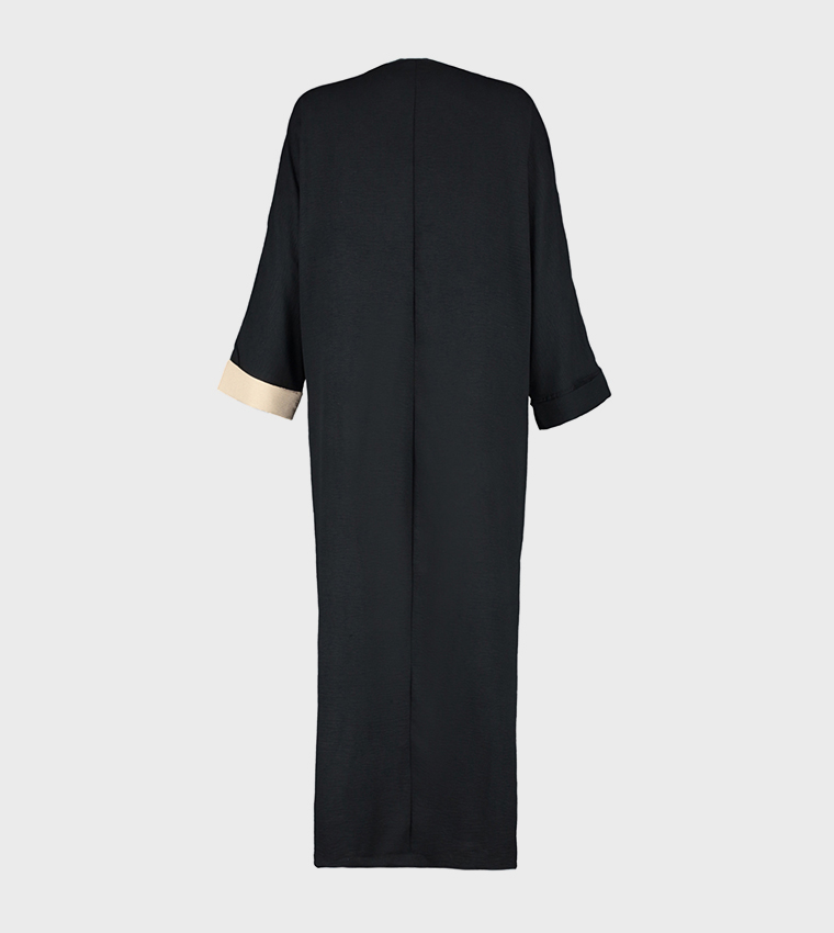 Color Block Woven Abaya