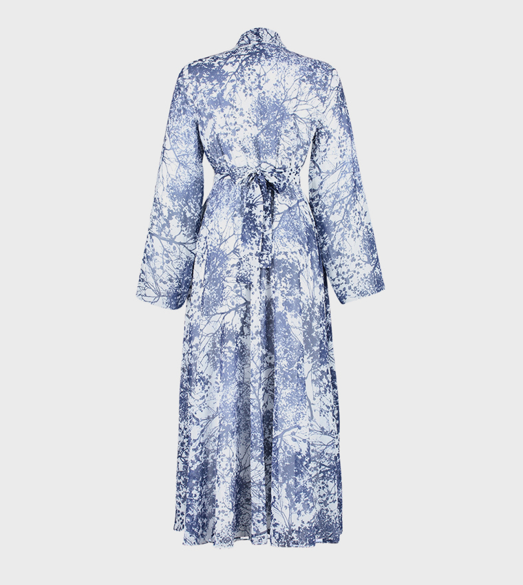 Printed Belted Evening Dress