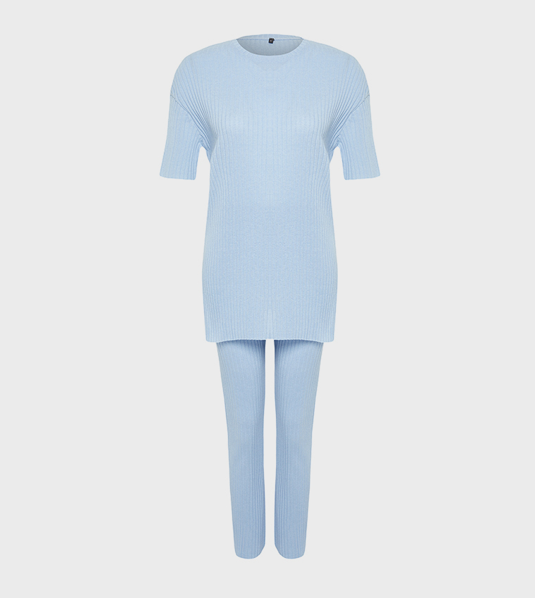 Solid Knitted Pyjama Set