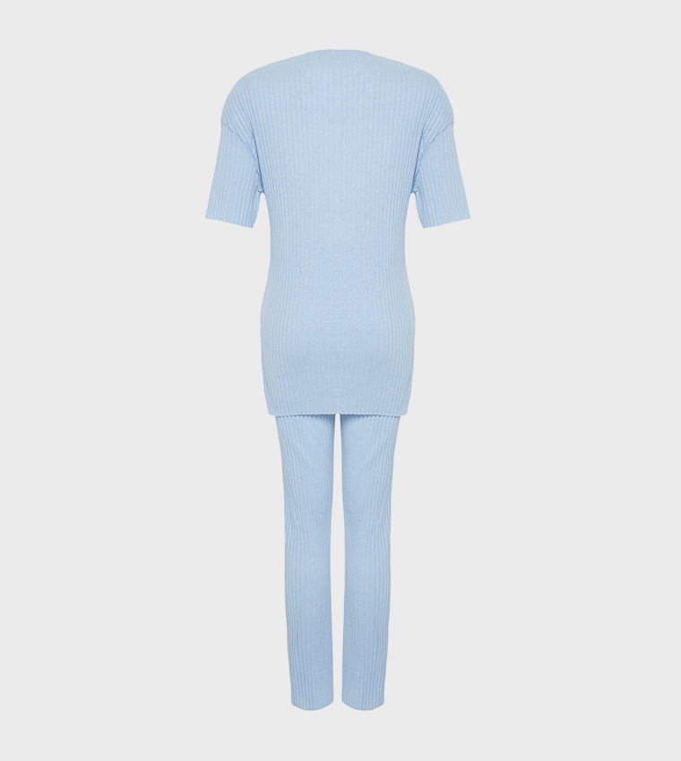 Solid Knitted Pyjama Set
