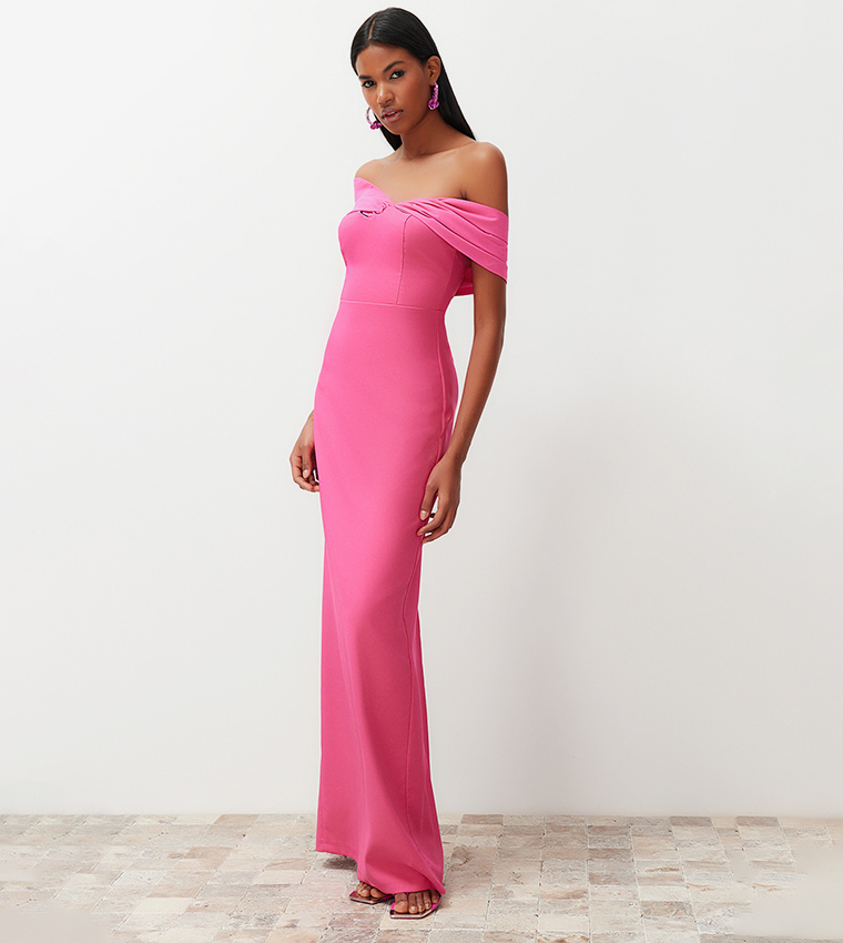 Buy Trendyol Asymmetric Poplin Detail Maxi Dress In Pink 6thStreet Bahrain