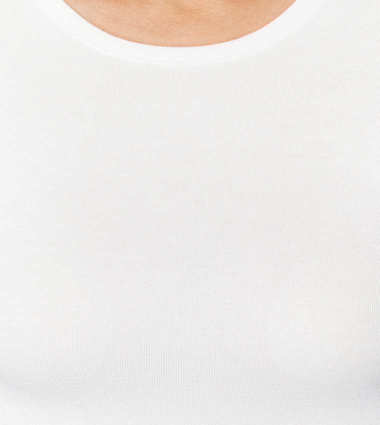 Solid Crew Neck Crop Top