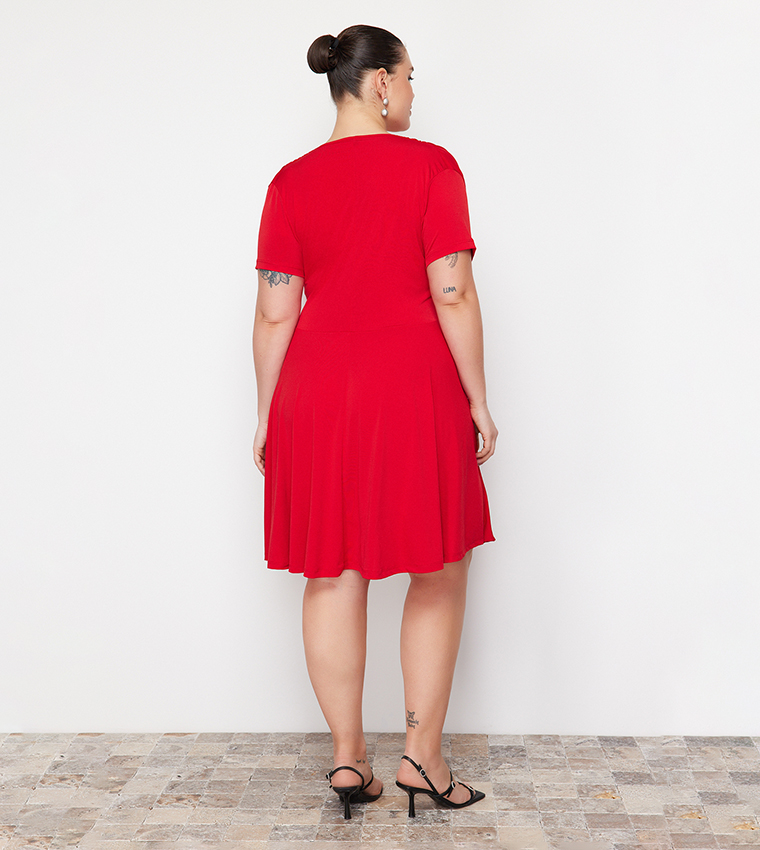 Curve Solid Knitted Dress