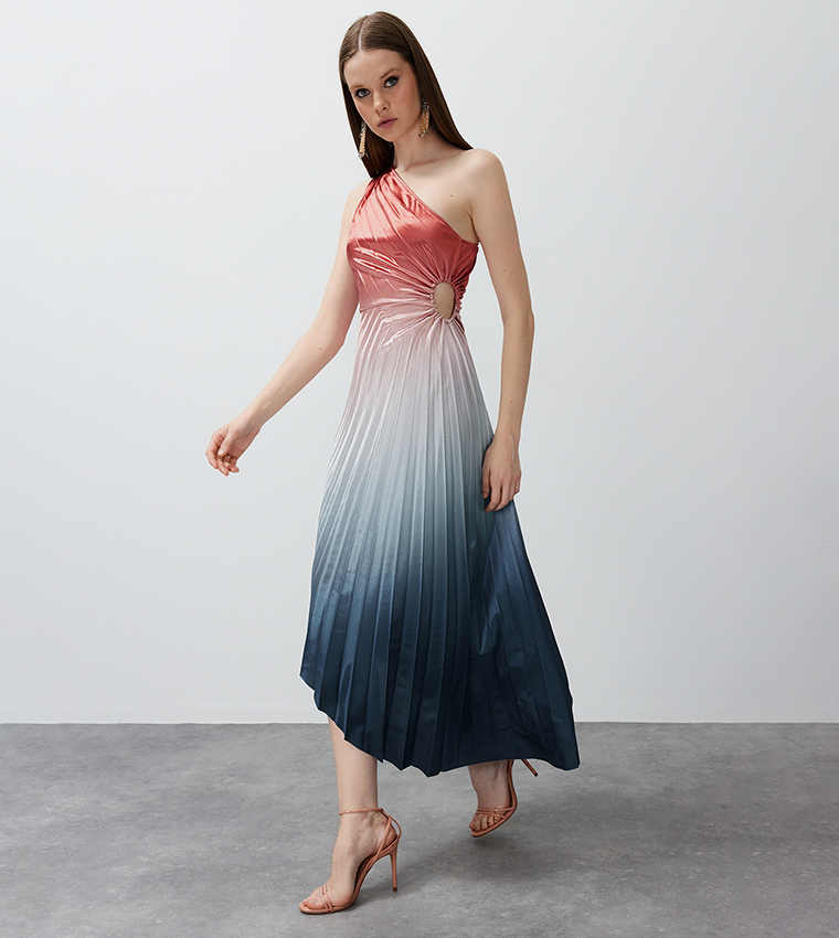 navy blue dress for baby girl TOO PRECIOUS ASYMMETRICAL PLEATED MAXI DRESS main image 0