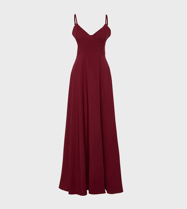 Solid Strappy Slit Maxi Dress