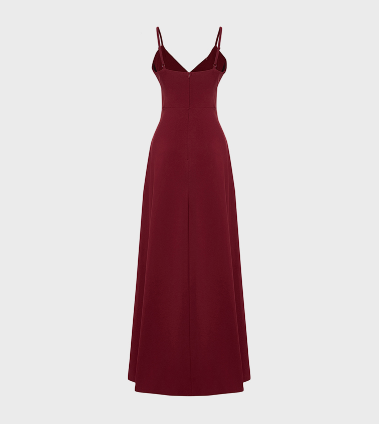 Solid Strappy Slit Maxi Dress