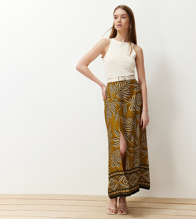 Khaki maxi skirt womens hotsell