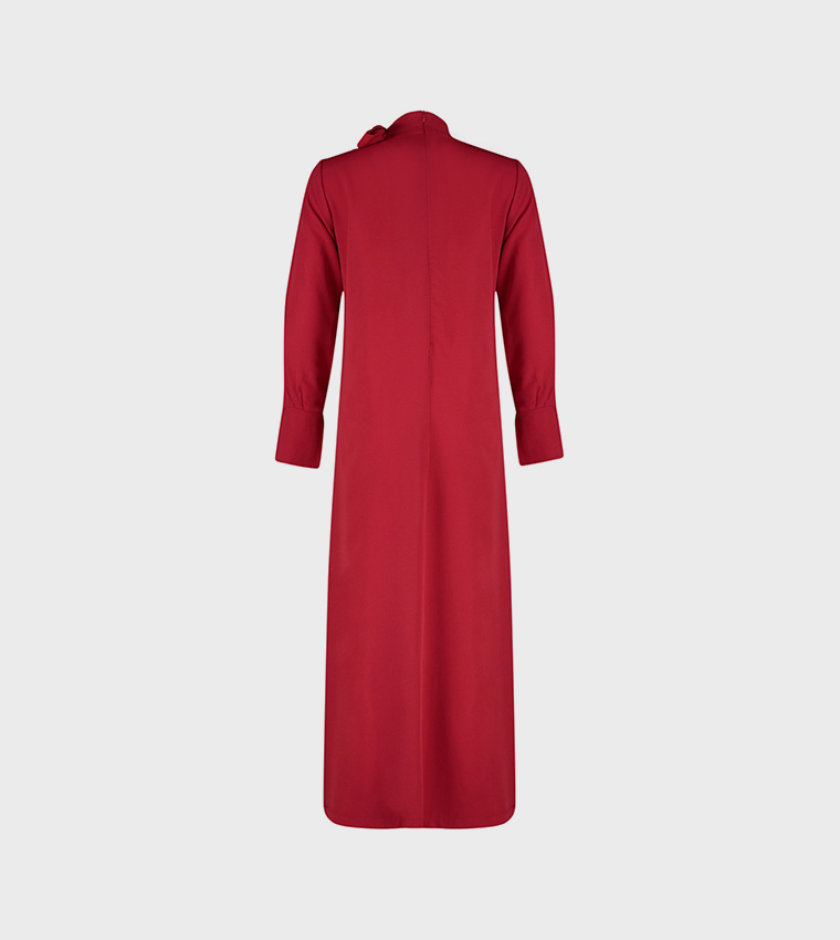 Buy Trendyol Long Sleeves Tie Detail Maxi Dress In Red | 6thStreet Bahrain