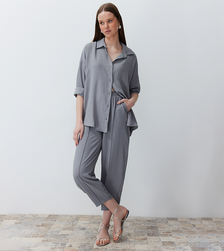 Textured Shirt and Trouser Set