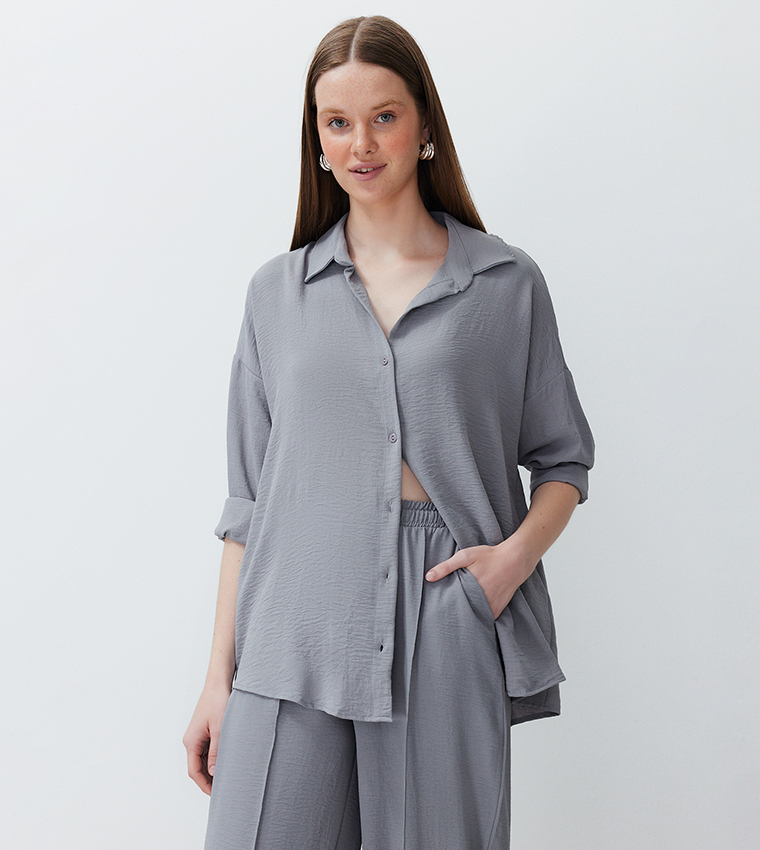 Textured Shirt and Trouser Set