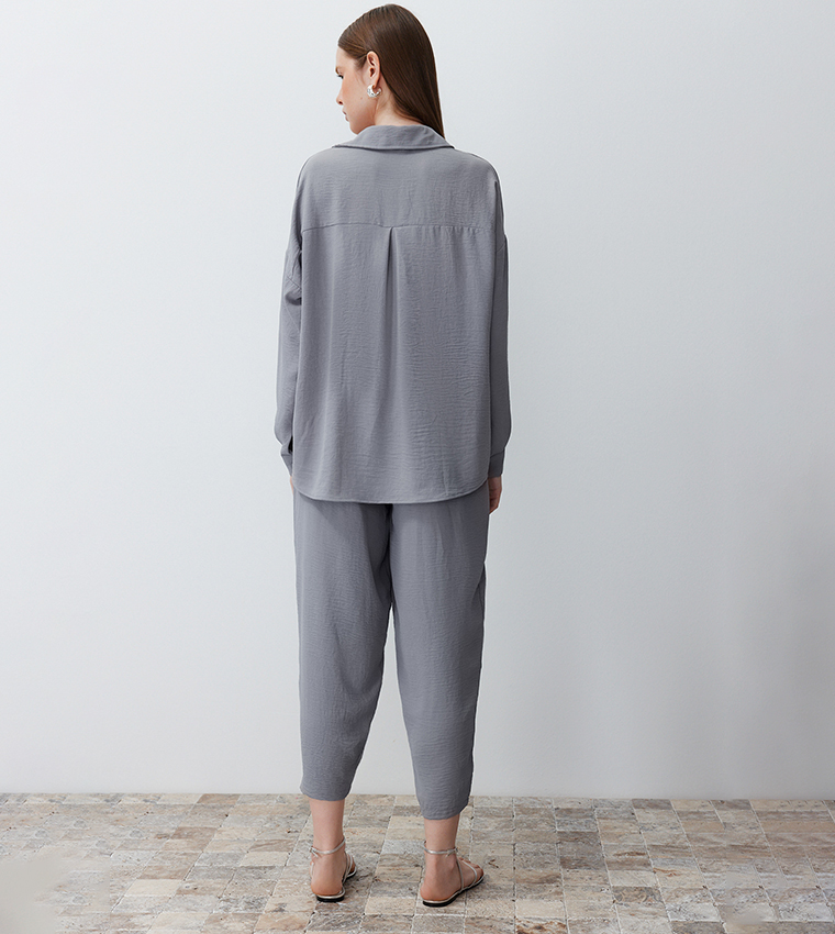 Textured Shirt and Trouser Set