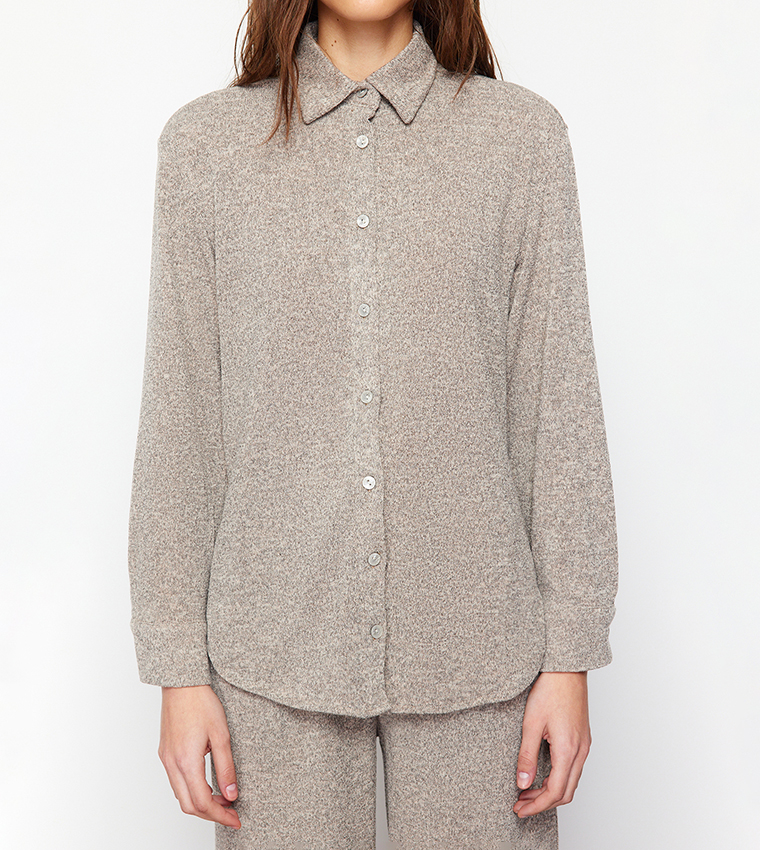 Textured Long Sleeves Top and Bottom Set