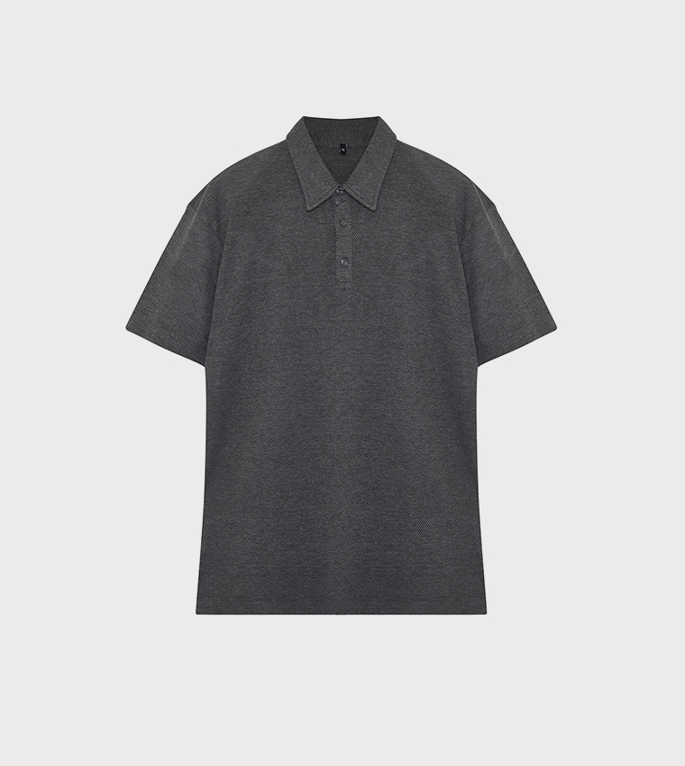 Textured Short Sleeves Polo T-Shirt