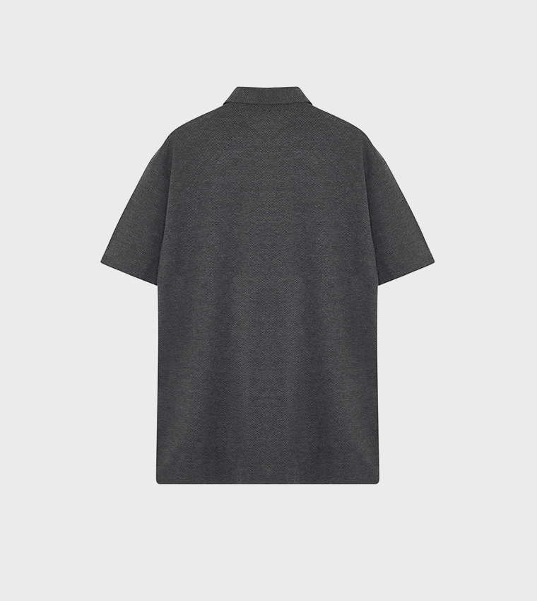 Textured Short Sleeves Polo T-Shirt
