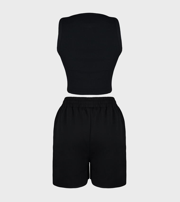 Ribbed Crop Top and Shorts Set