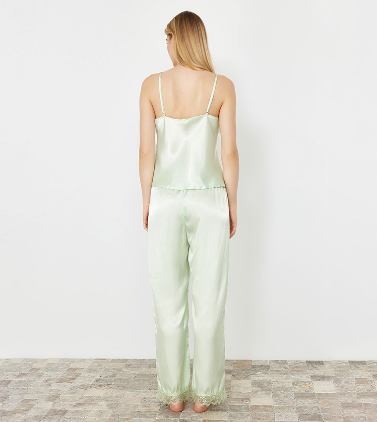 Lace Trim Strappy Pyjama Set