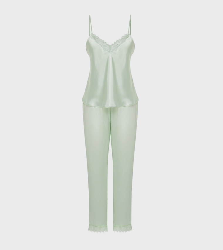 Lace Trim Strappy Pyjama Set