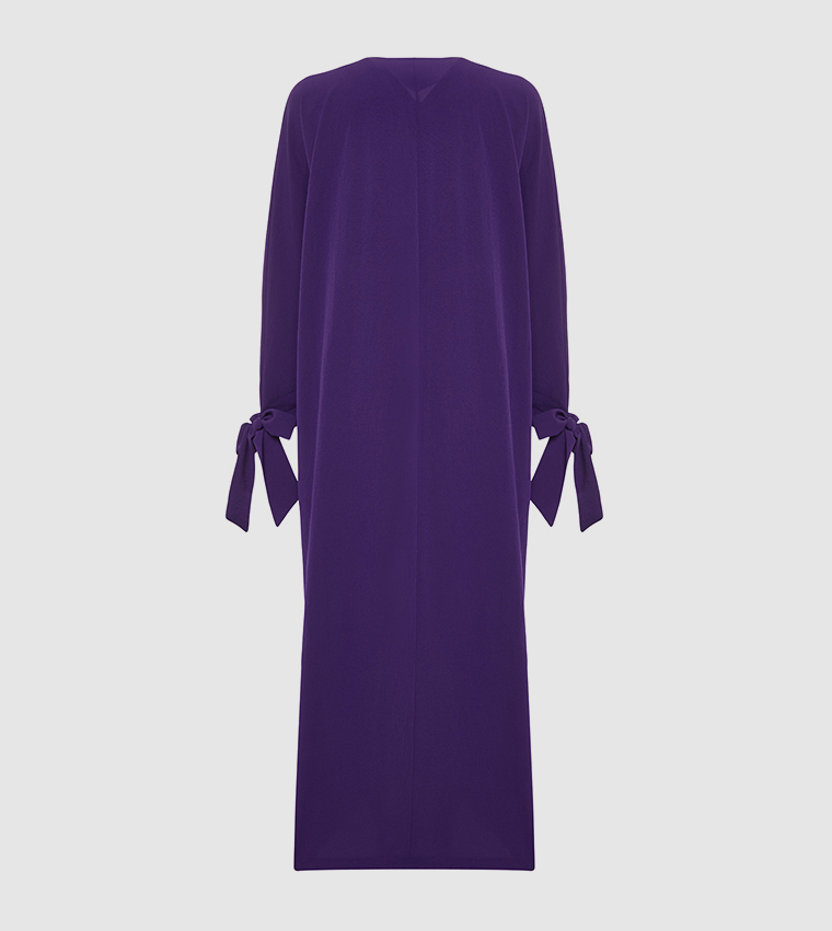 Tie Detail Aerobin Woven Abaya