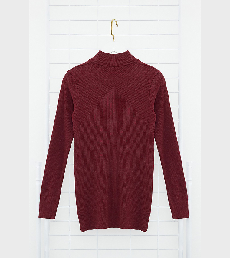 Burgundy mock neck sweater best sale