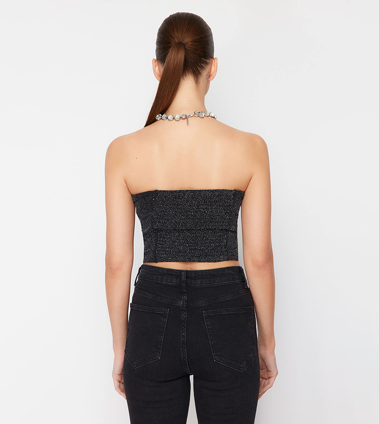 Embellished Strapless Crop Top
