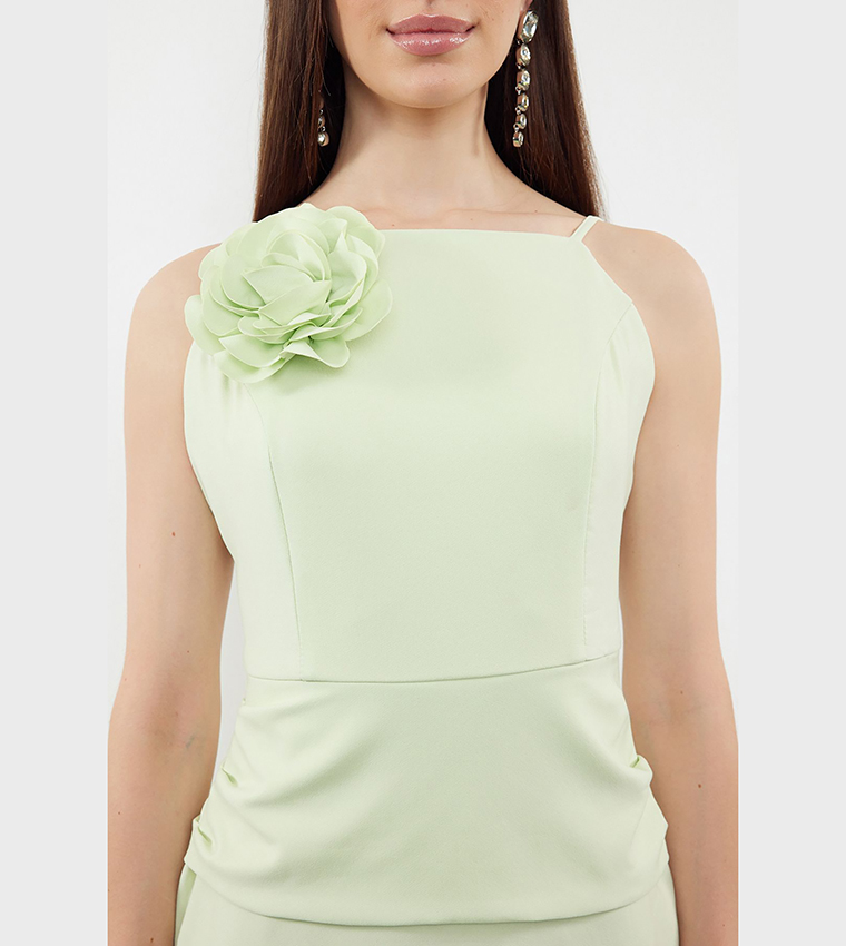 Applique Detail Strappy Evening Dress