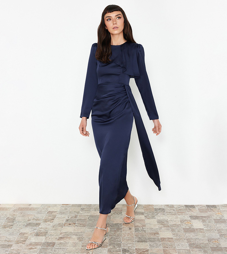 Navy long sleeve formal dress online