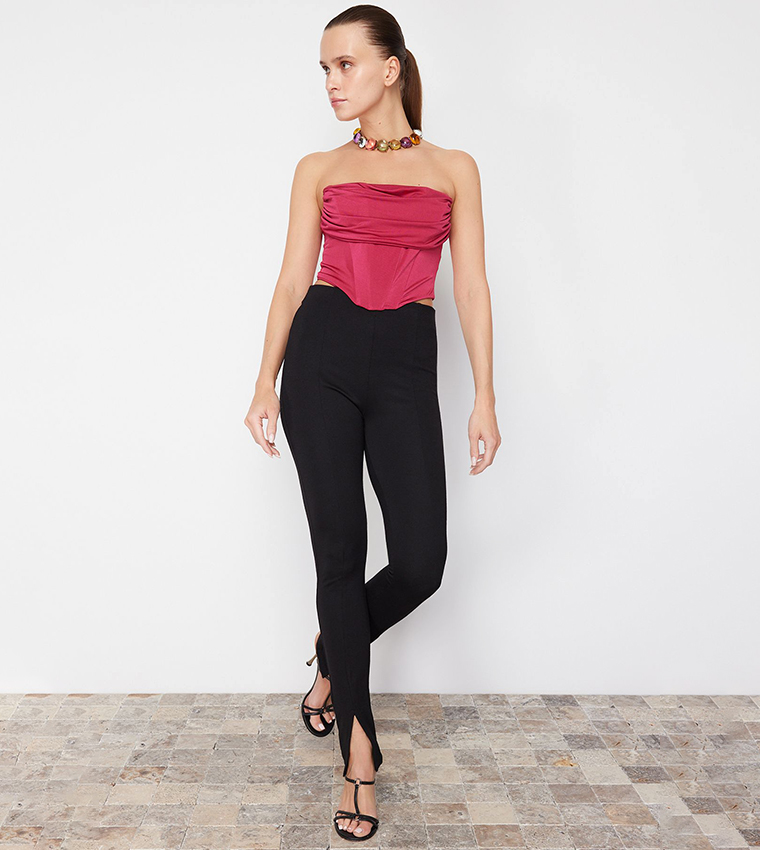 Corset Detail Strapless Bustier Top