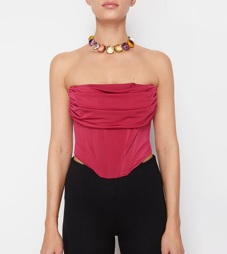 Corset Detail Strapless Bustier Top