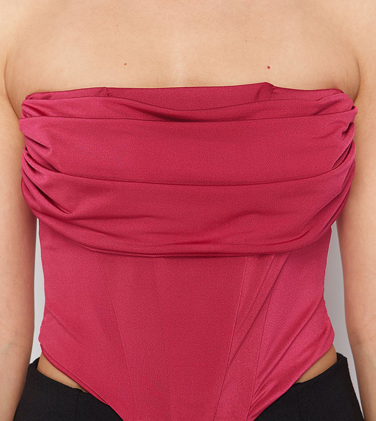 Corset Detail Strapless Bustier Top
