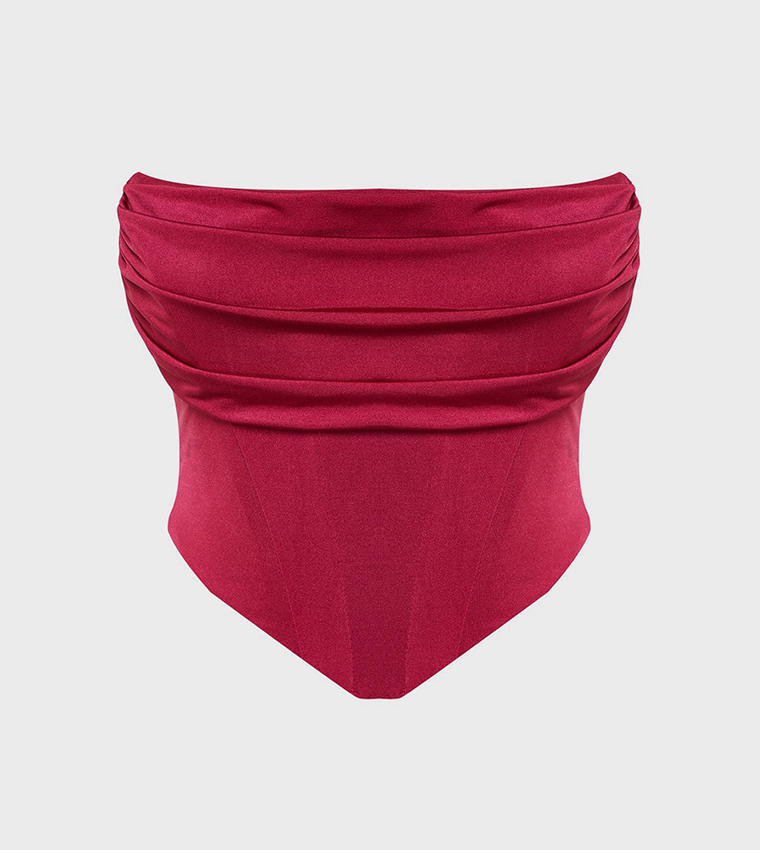 Corset Detail Strapless Bustier Top