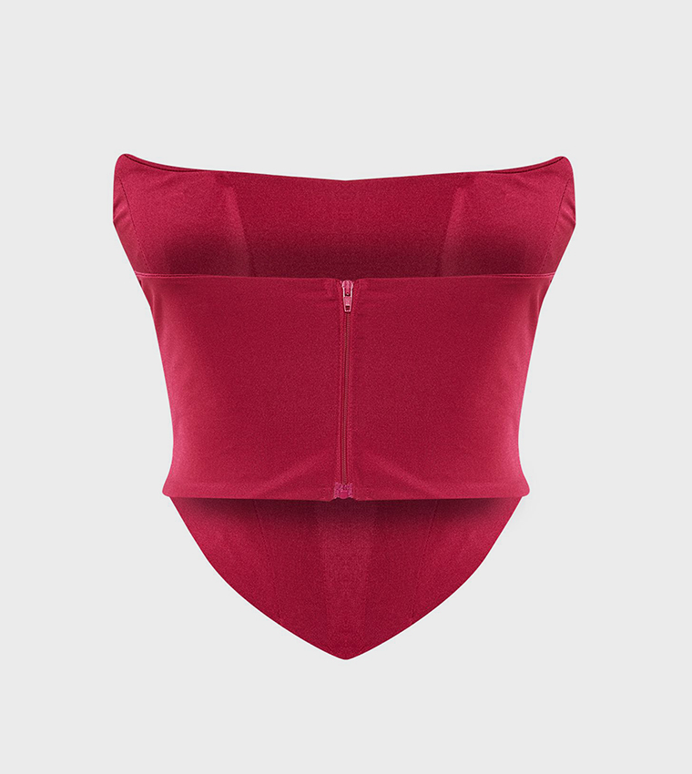 Corset Detail Strapless Bustier Top