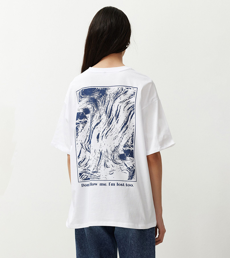 Buy Trendyol Printed Oversized Short Sleeves T Shirt In