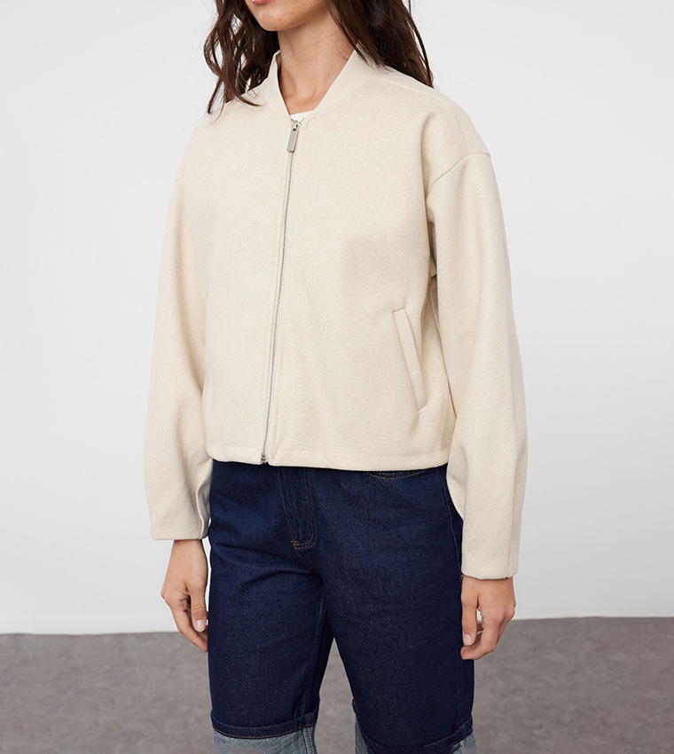 Zippered Stand Collar Jacket