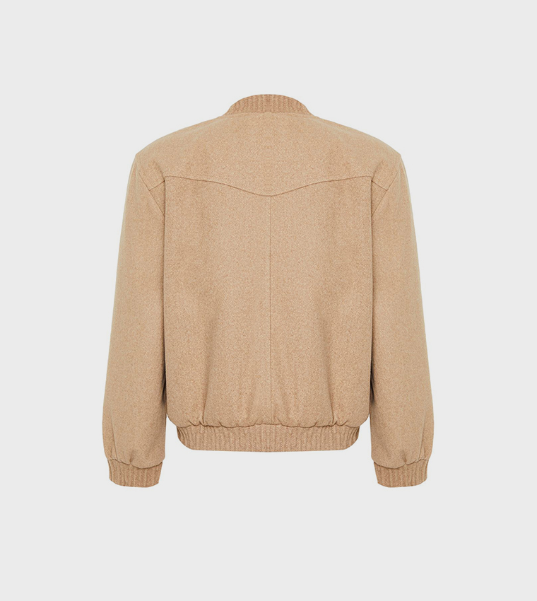 Textured Long Sleeves Bomber Jacket
