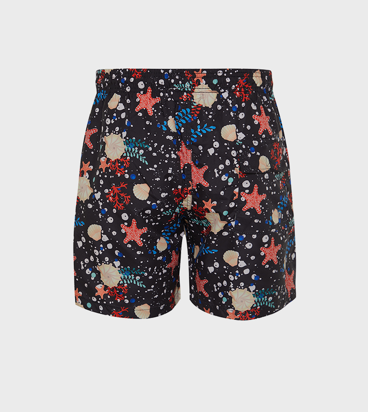 Printed Drawstring Waist Swim Shorts
