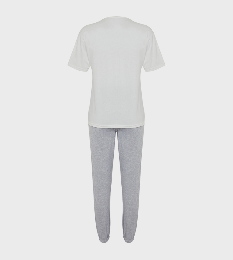 Slogan Printed T-Shirt and Jogger Set