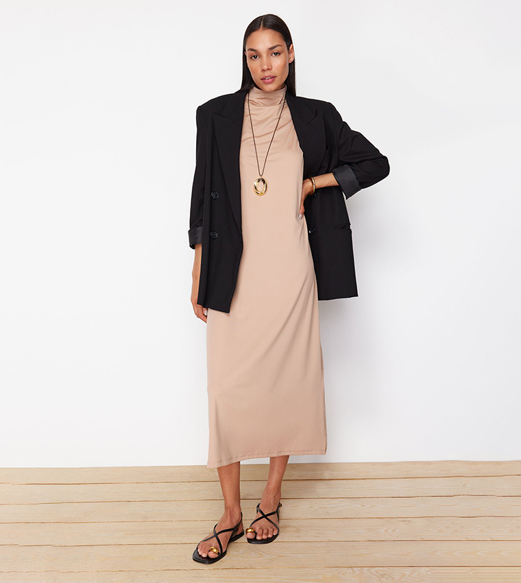 Solid Mock Neck Inner Dress