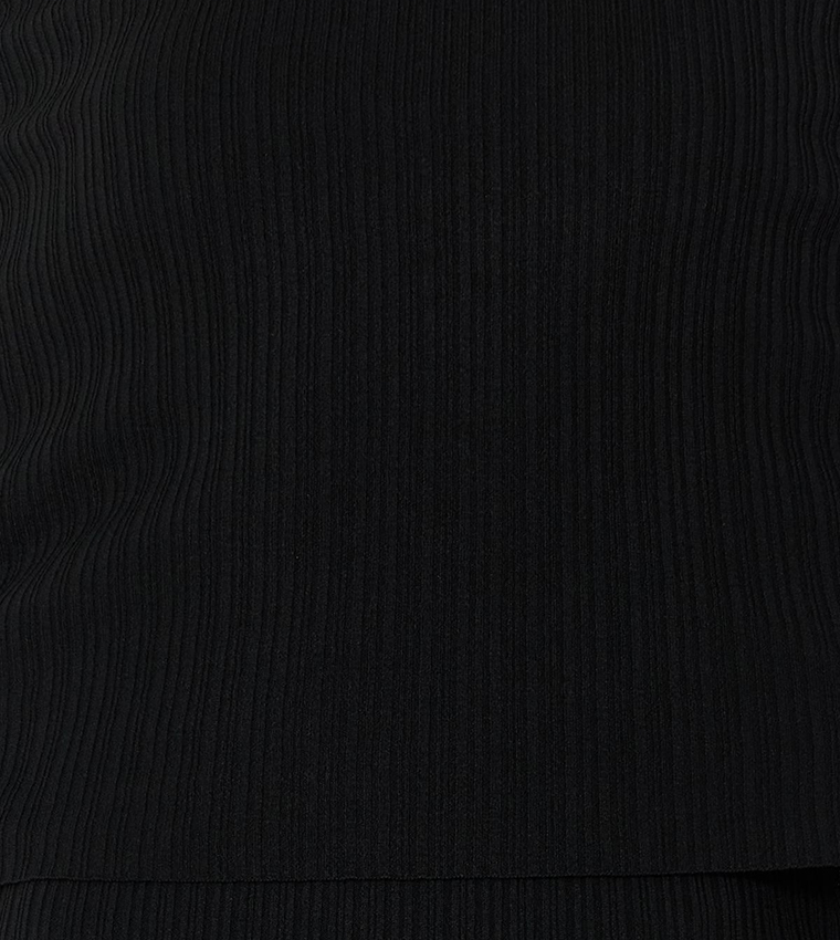 Ribbed Off Shoulder Midi Dress