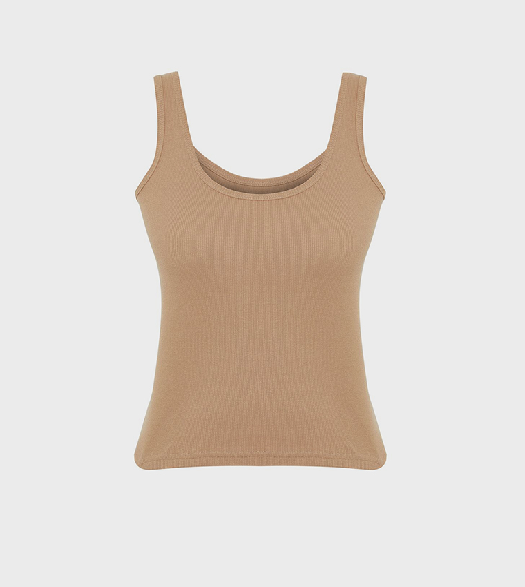 Ribbed Round Neck Tank Top