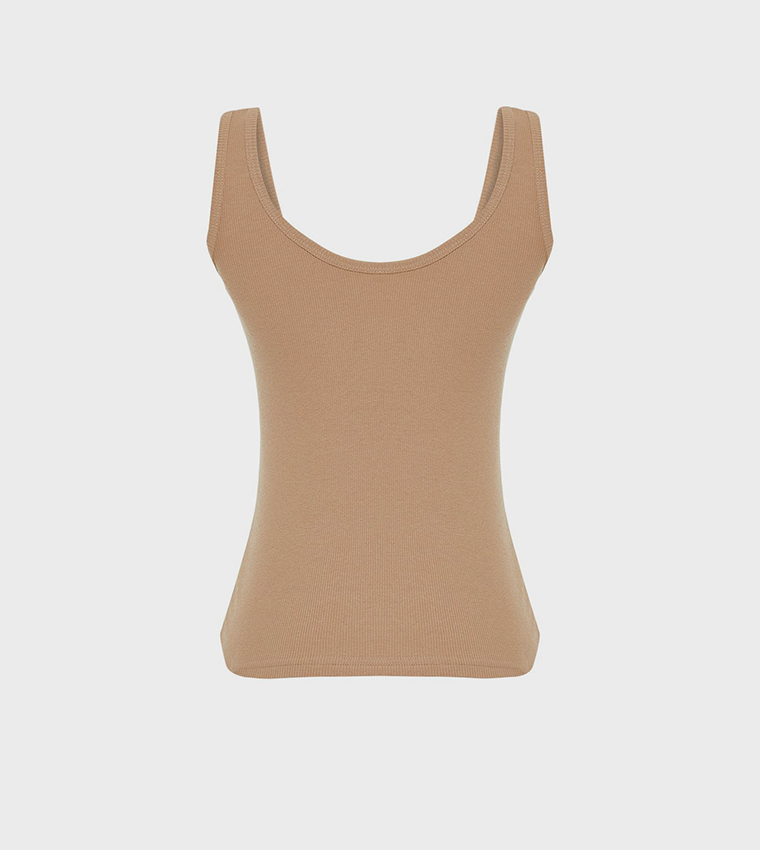 Ribbed Round Neck Tank Top