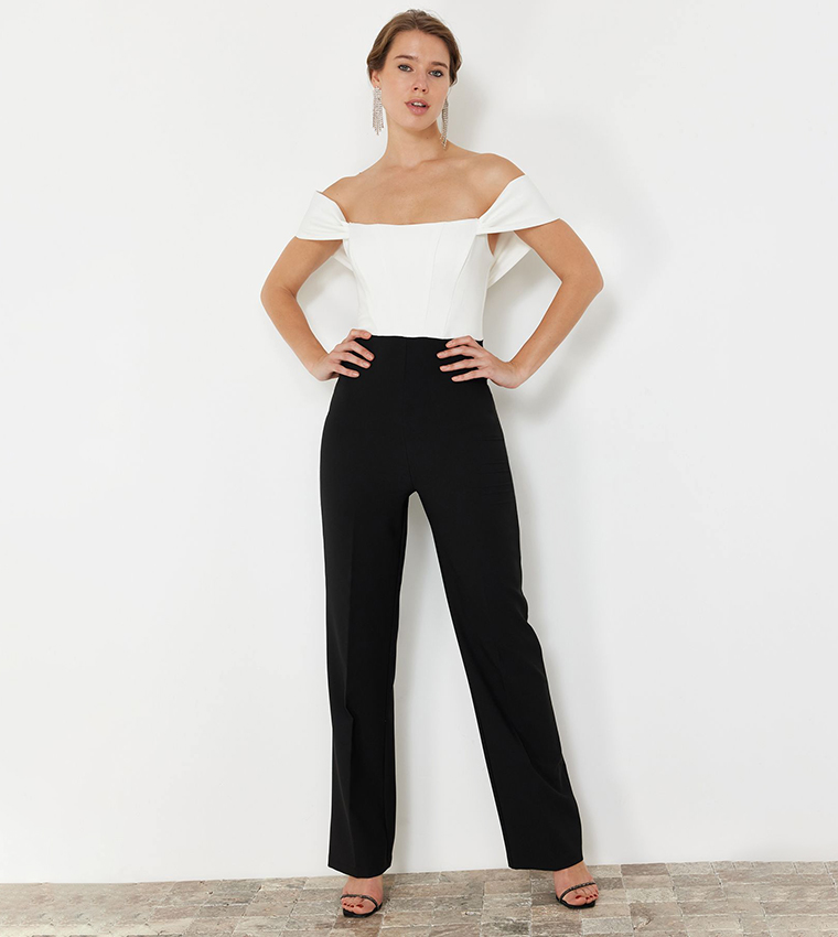 Off-Shoulder Woven Jumpsuit