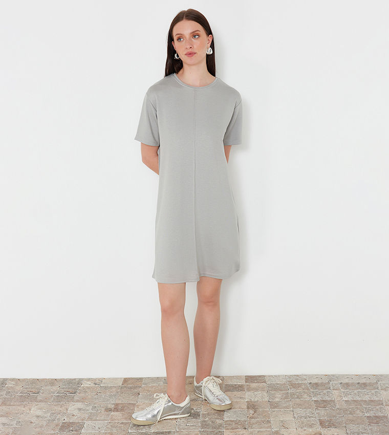 grey shirt dresses Alexis Short Sleeve T-Shirt Dress in Grey  Classic Girl