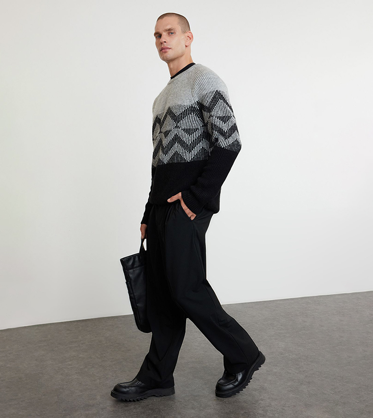 Ethnic Patterned Knitted Sweater